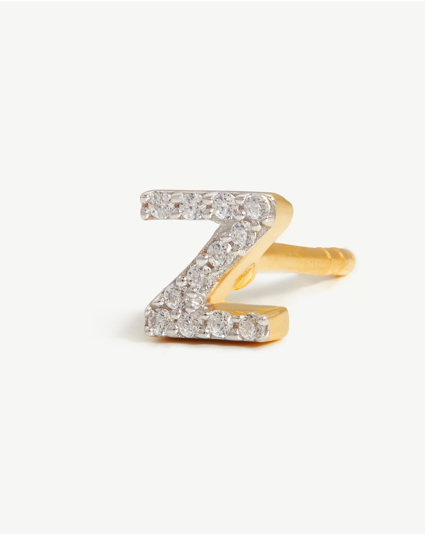 Pave Initial Single Stud Earring - Initial Z | 18ct Gold Plated Vermeil/Cubic Zirconia Earrings Missoma