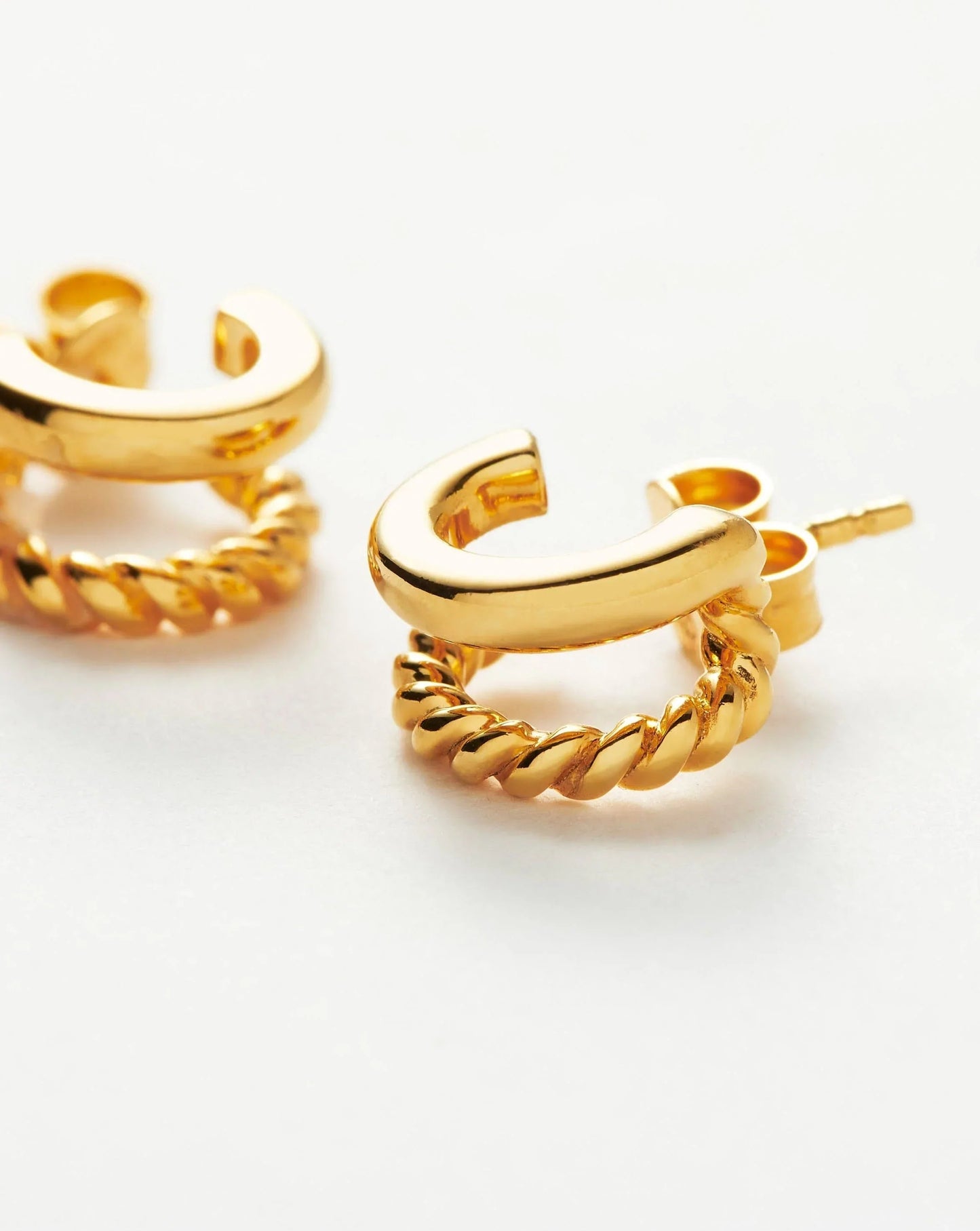 Radial Double Huggies | 18ct Gold Plated Vermeil Earrings Missoma
