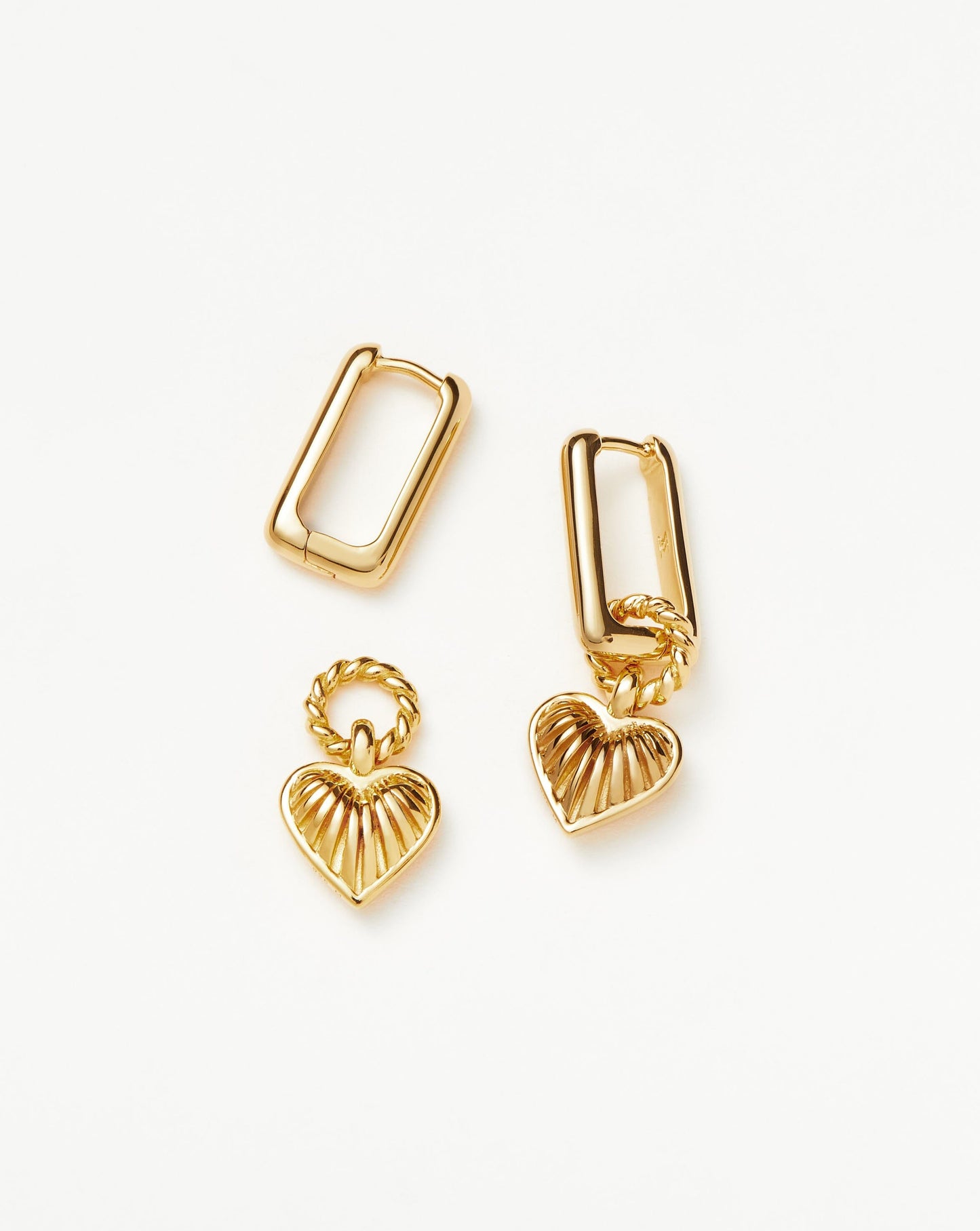 Ridge Heart Charm Earrings | 18ct Gold Plated Vermeil Earrings Missoma