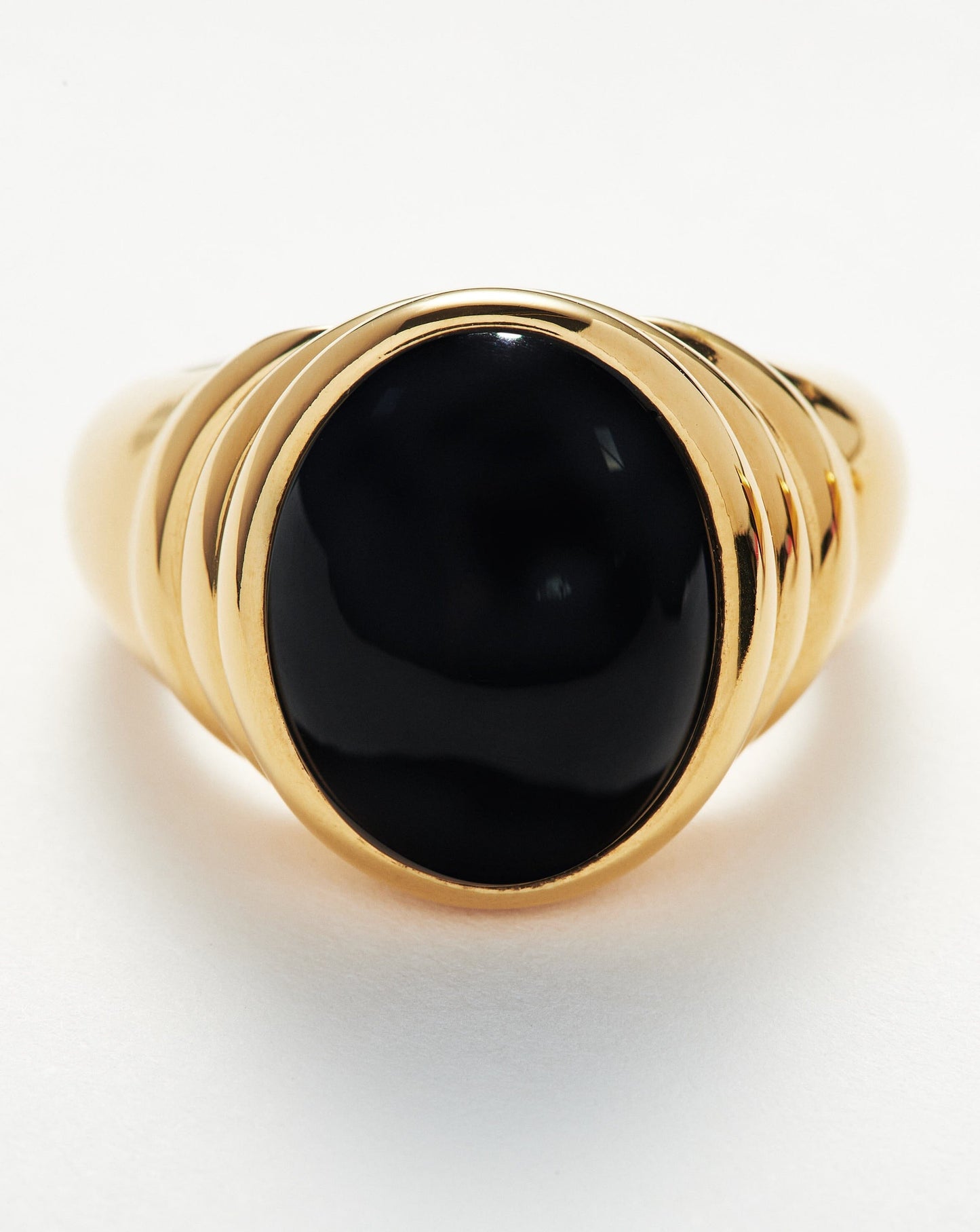 Savi Ridge Oval Gemstone Chunky Ring | 18ct Gold Plated Vermeil/Black Onyx Rings Missoma