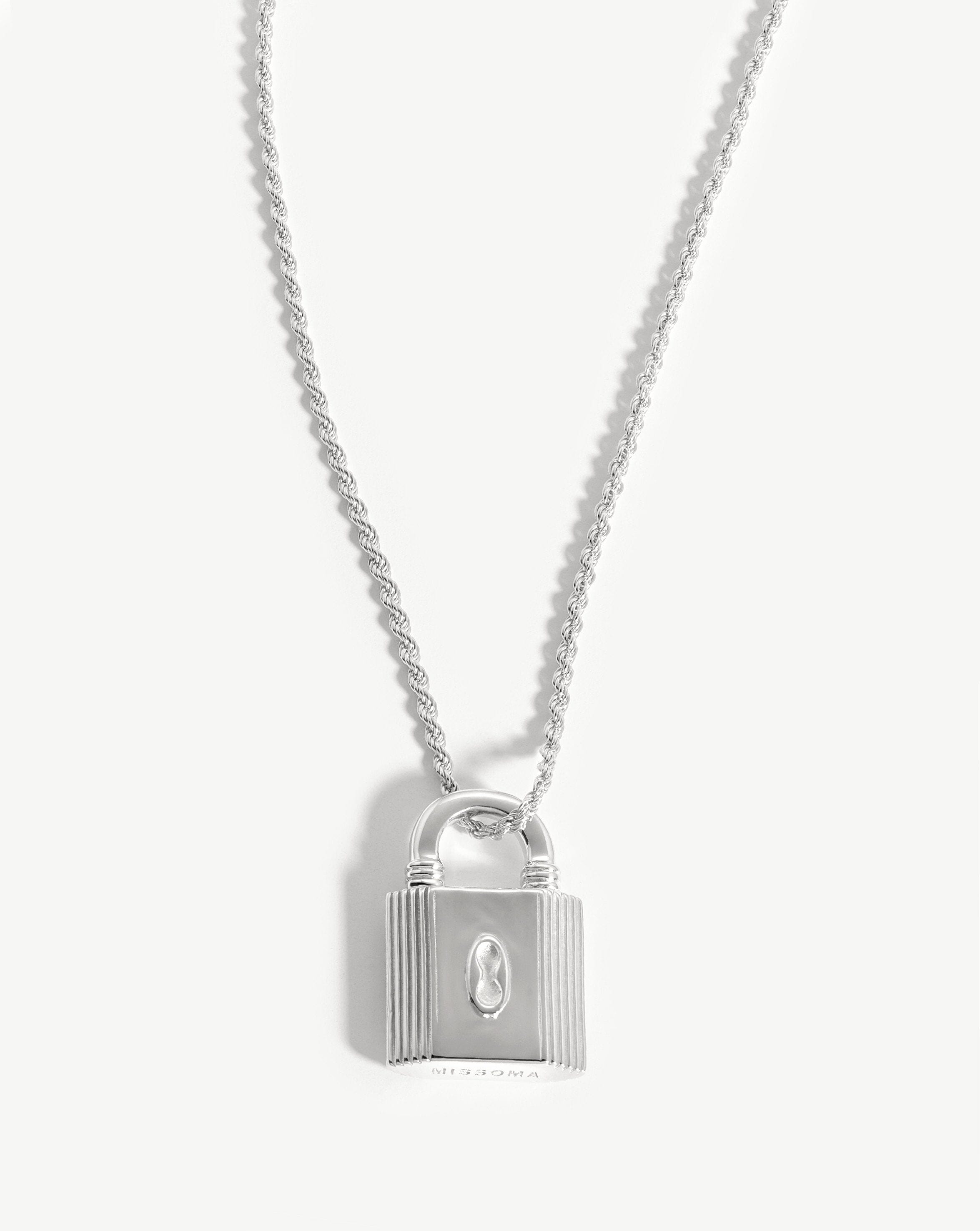 Missoma Small Ridge Padlock Necklace | Silver Plated