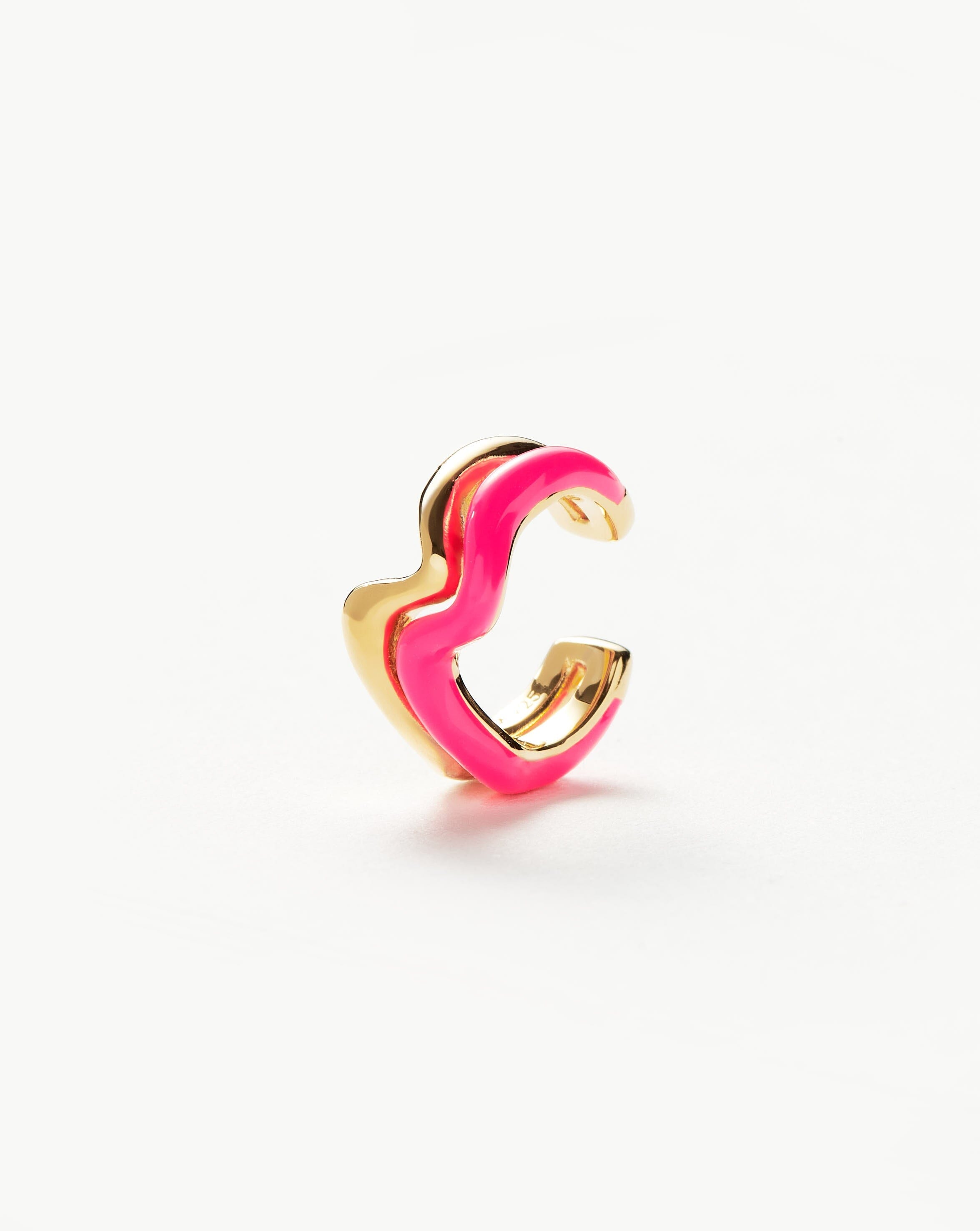 Missoma Squiggle Wavy Enamel Stacking Ring | 18ct Gold Plated Vermeil/Hot Pink Gold/Pink