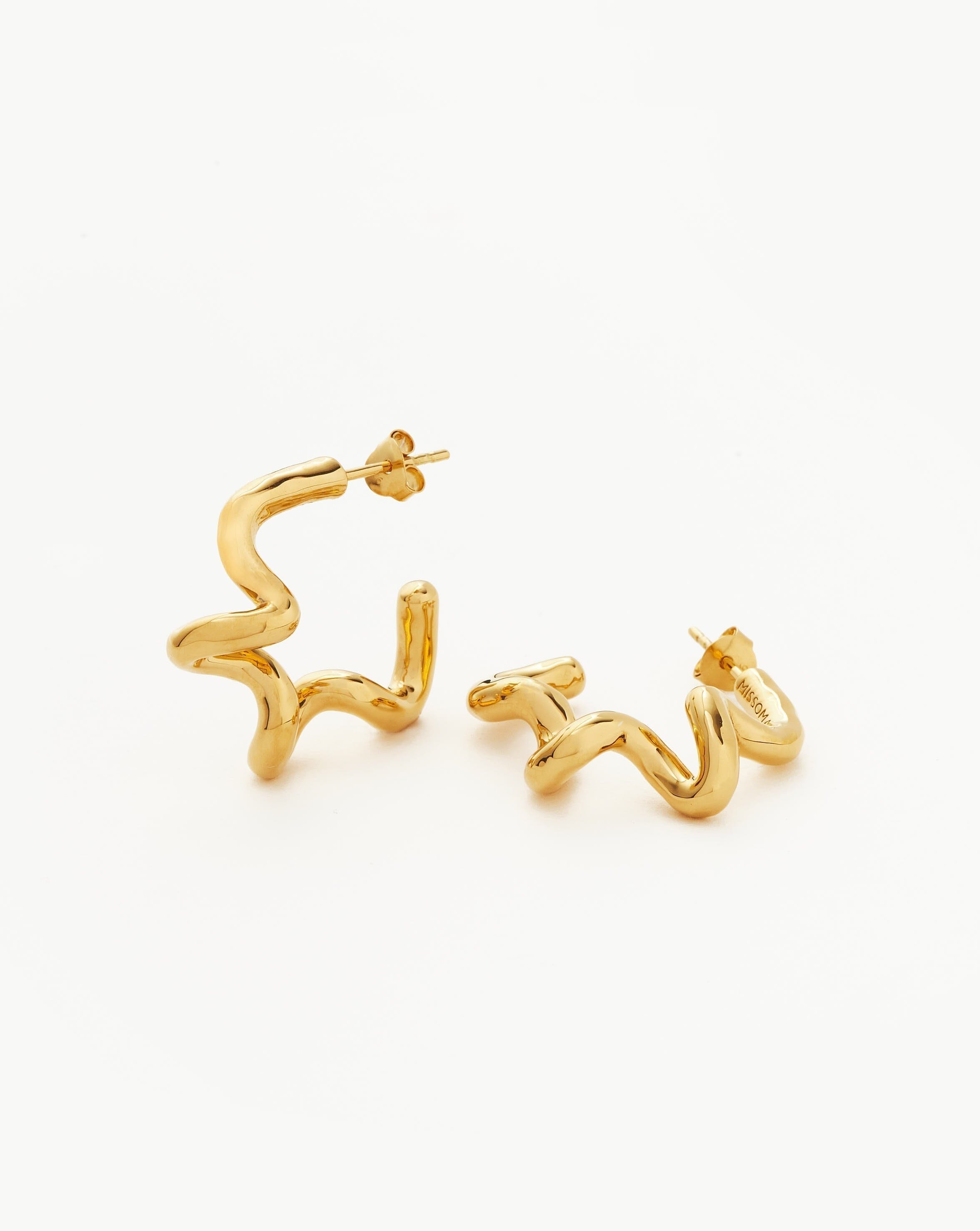 Organic Spine Hoop Medium Earrings in 18ct Gold Vermeil