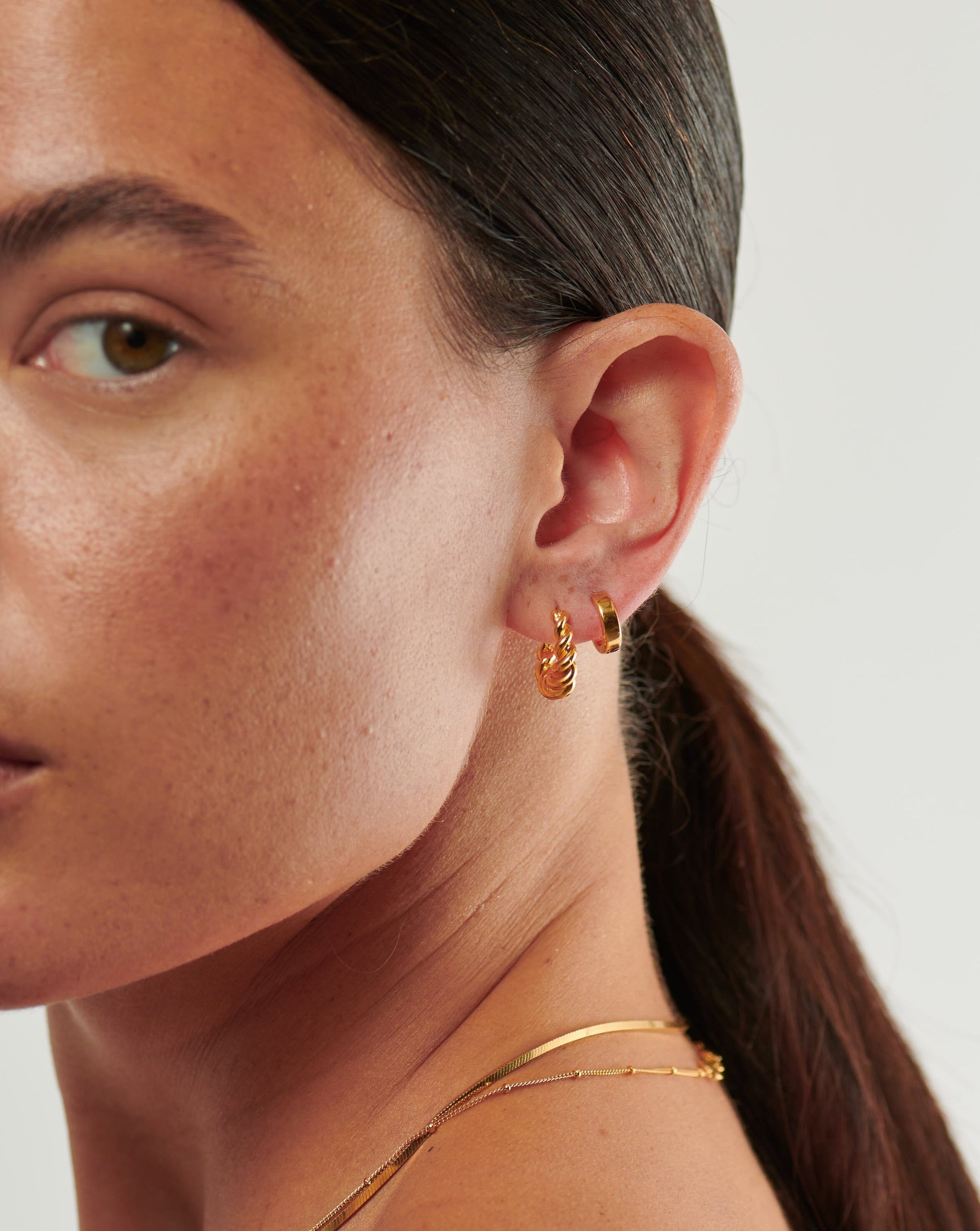 Twisted & Chubby Huggies Earring Set | 18ct Gold Plated Vermeil Earrings Missoma