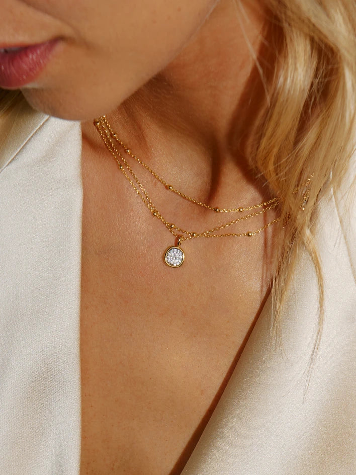 Molten Soft Square Pave Necklace