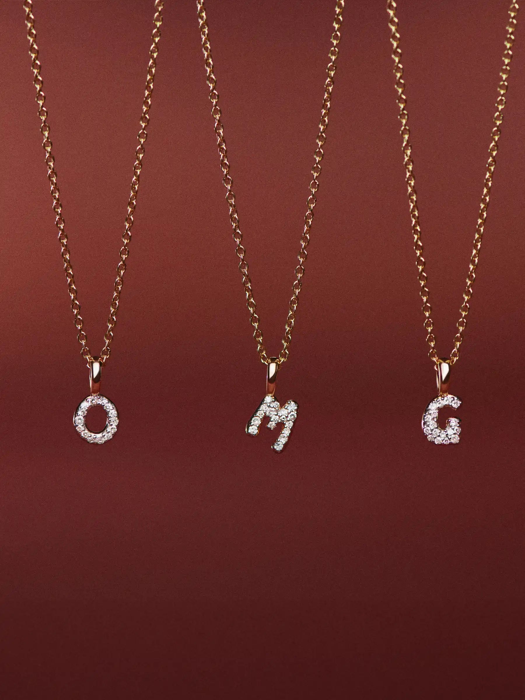 solid gold initial charm necklaces