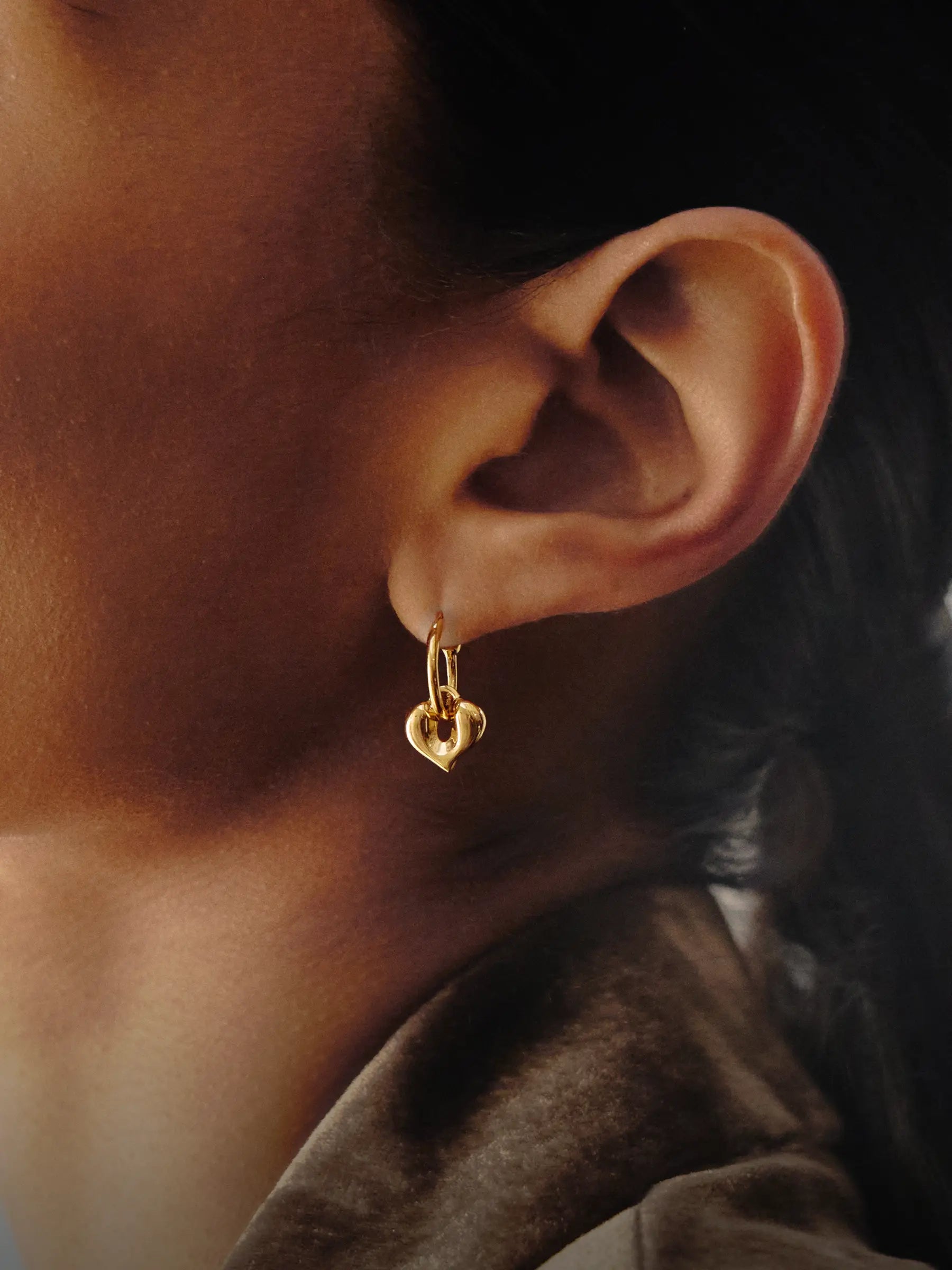 molten heart charm hoops