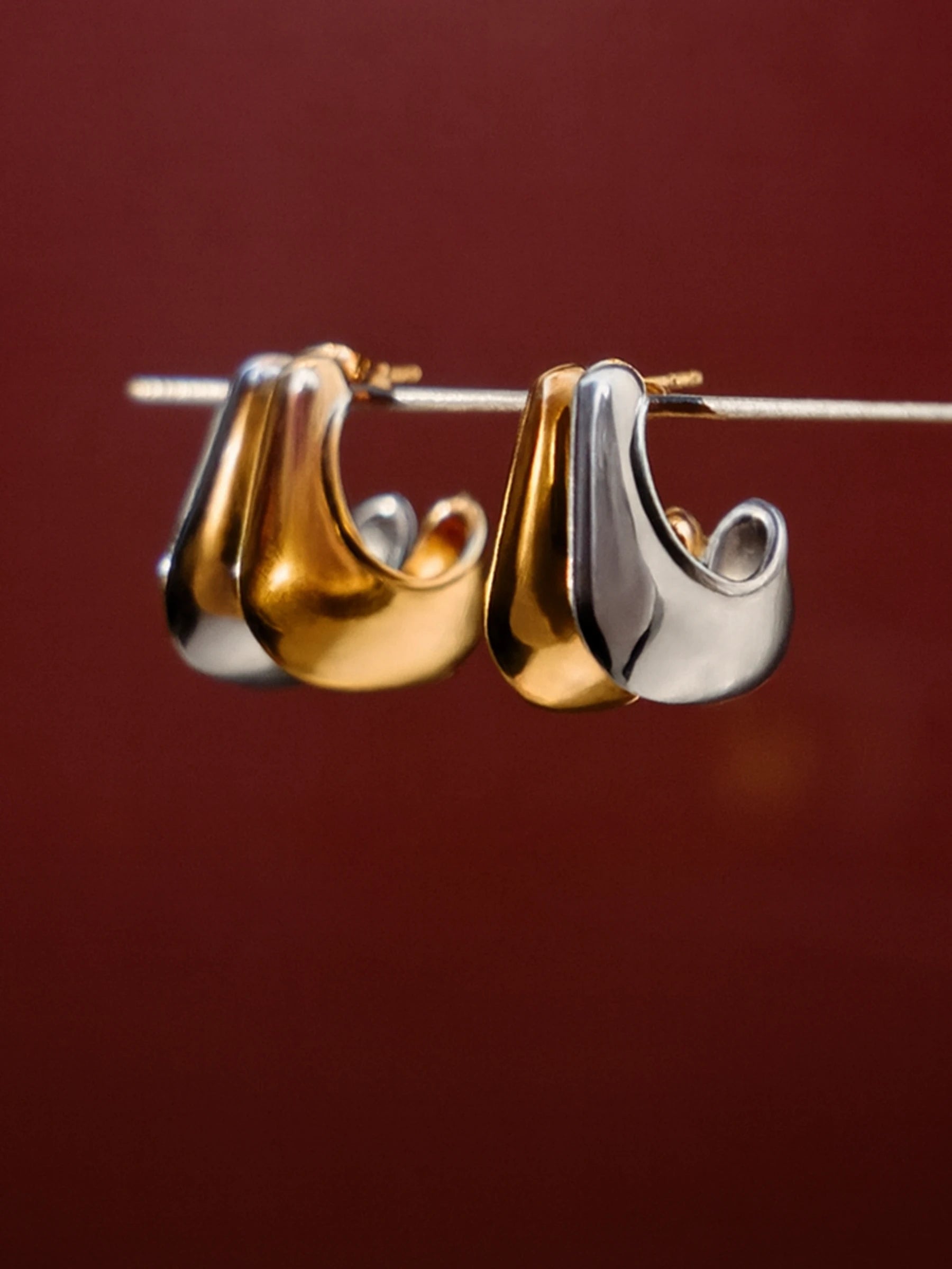 mixed metal hera dome chunky hoop earrings