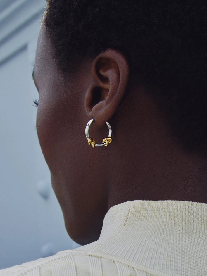silver knot hoop earrings