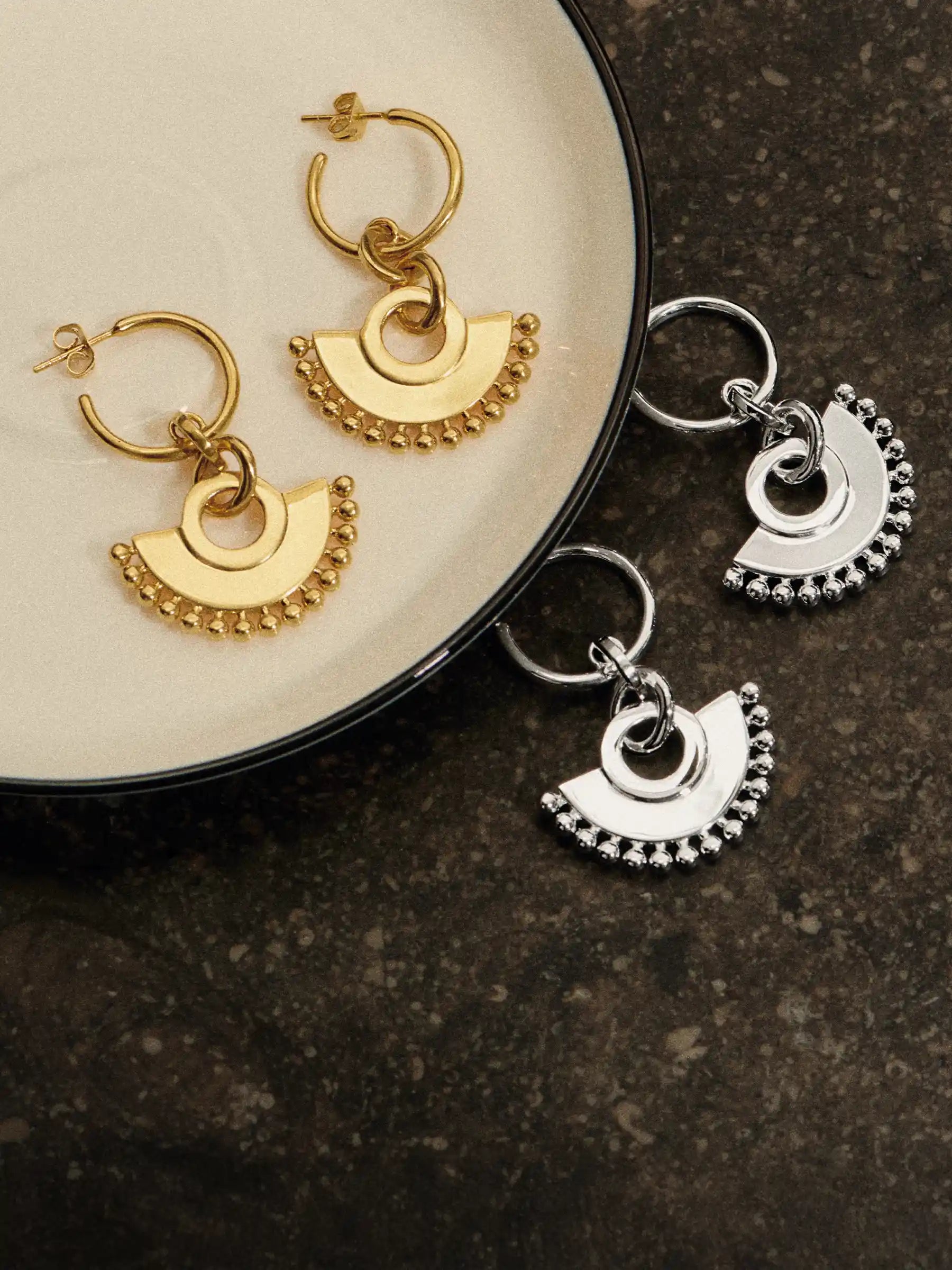 mix metal gold and silver hoop earrings