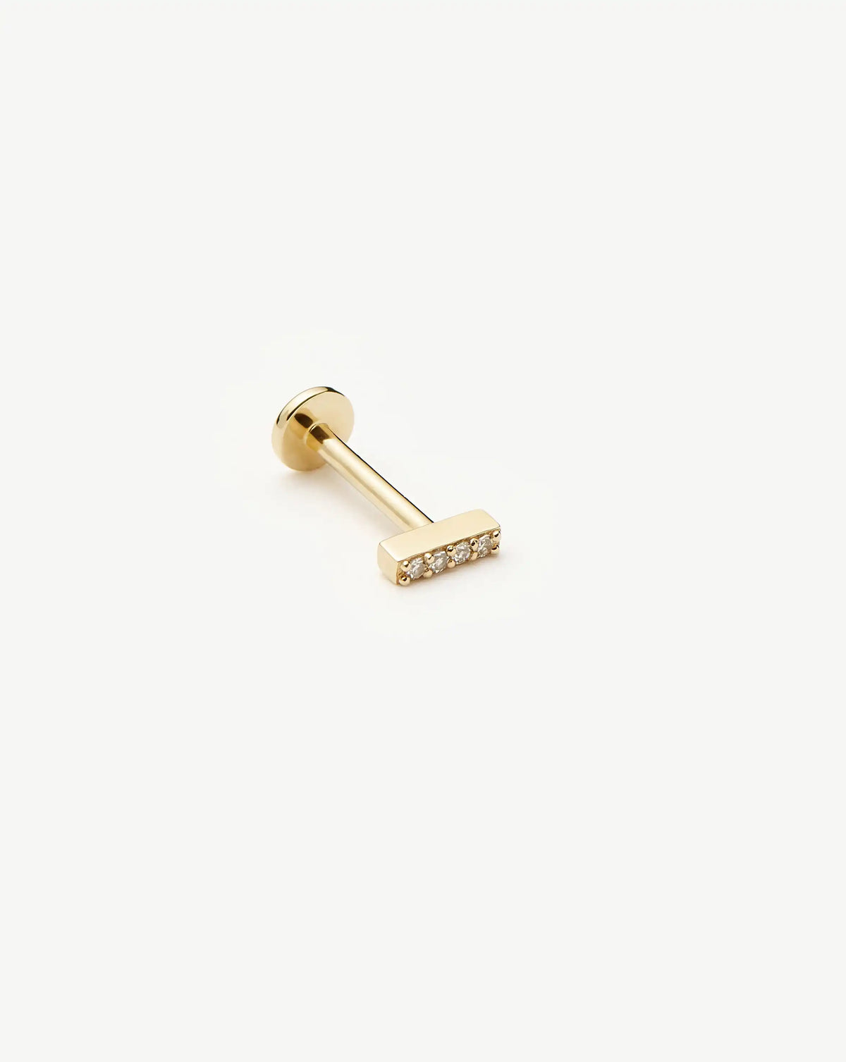 Solid Gold Diamond Bar Flat Back Stud Earring | 14k Yellow Gold/Diamond Earrings Missoma 