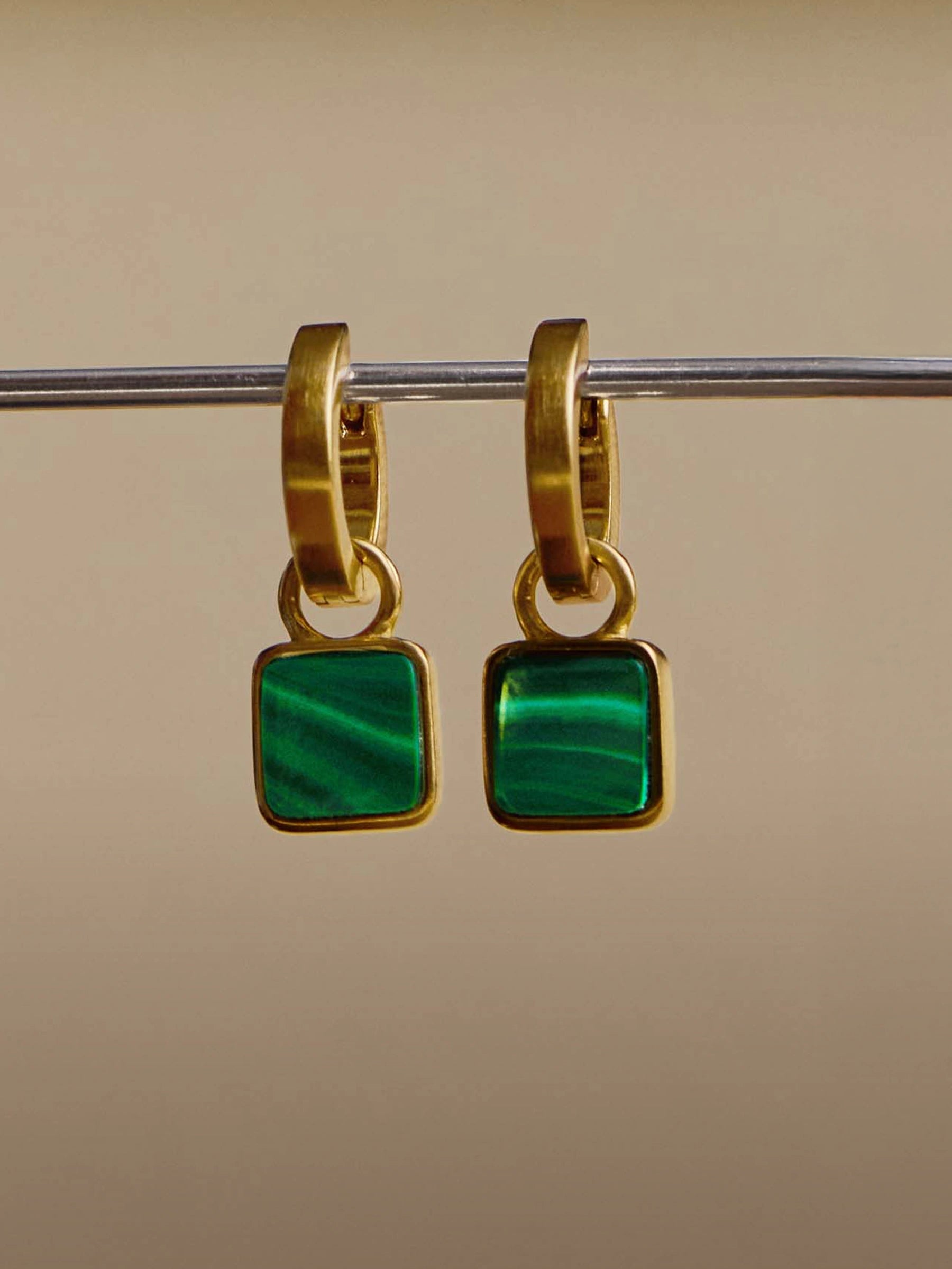 lucy williams square charm hoop earrings in gold