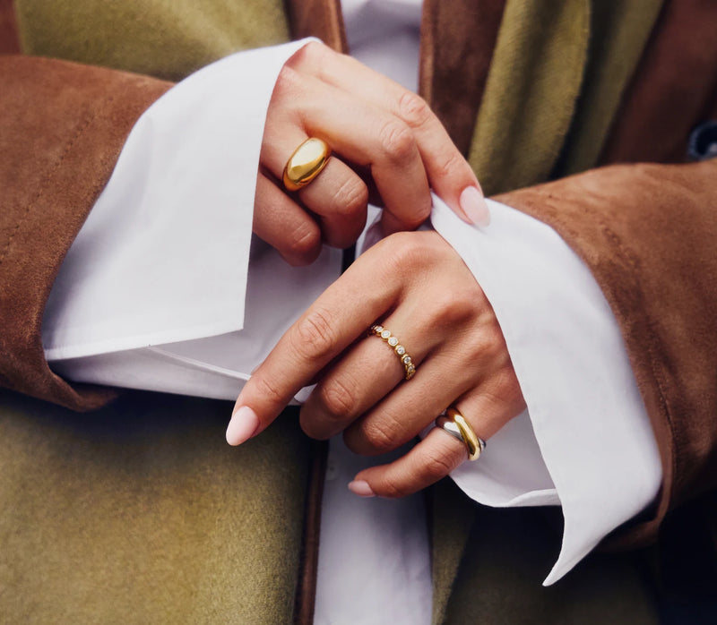 gold and silver ring stack