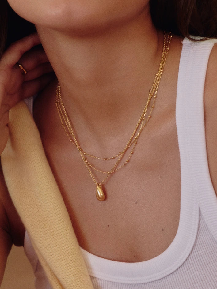 savi gold dome necklace with chain