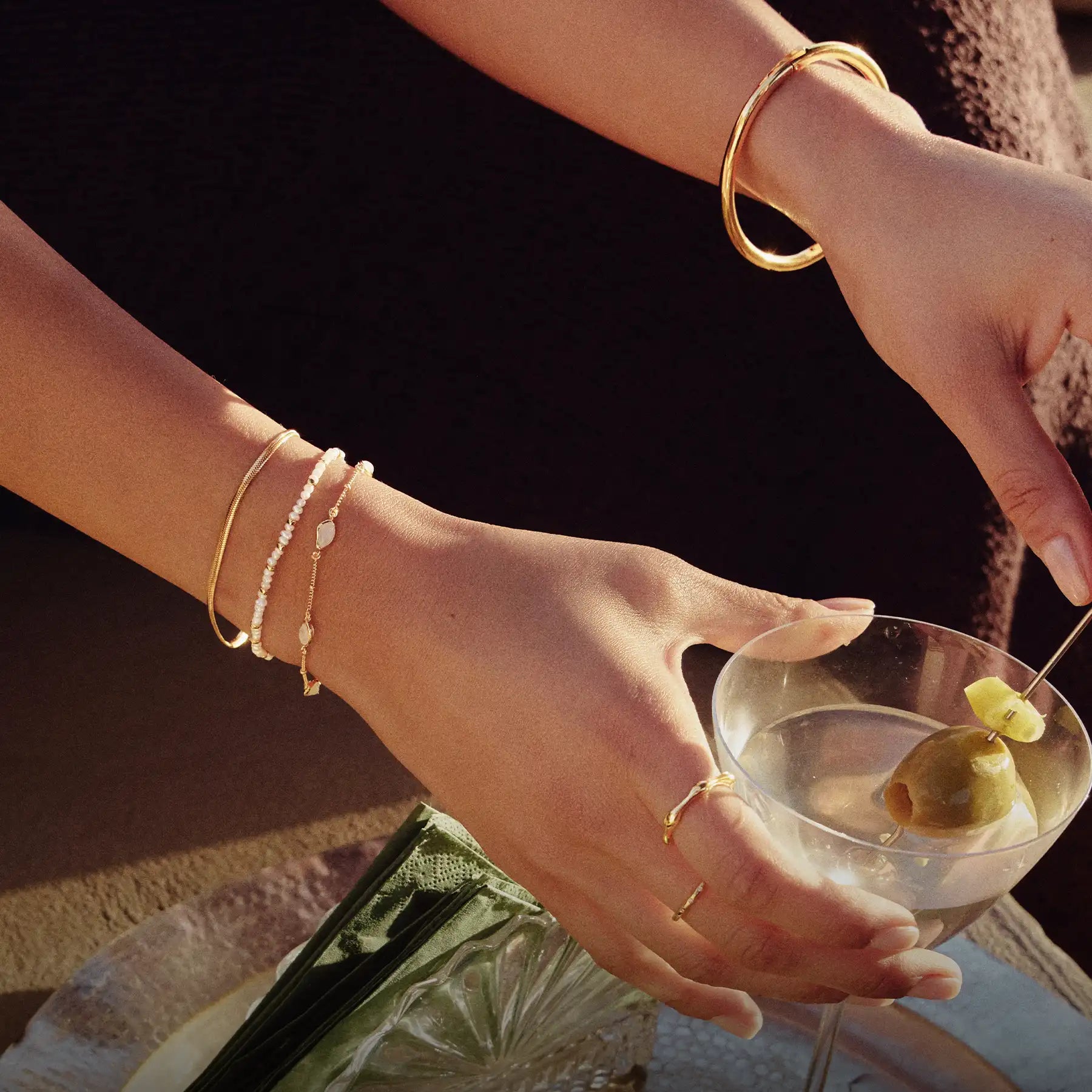 silver and gold knot bangle