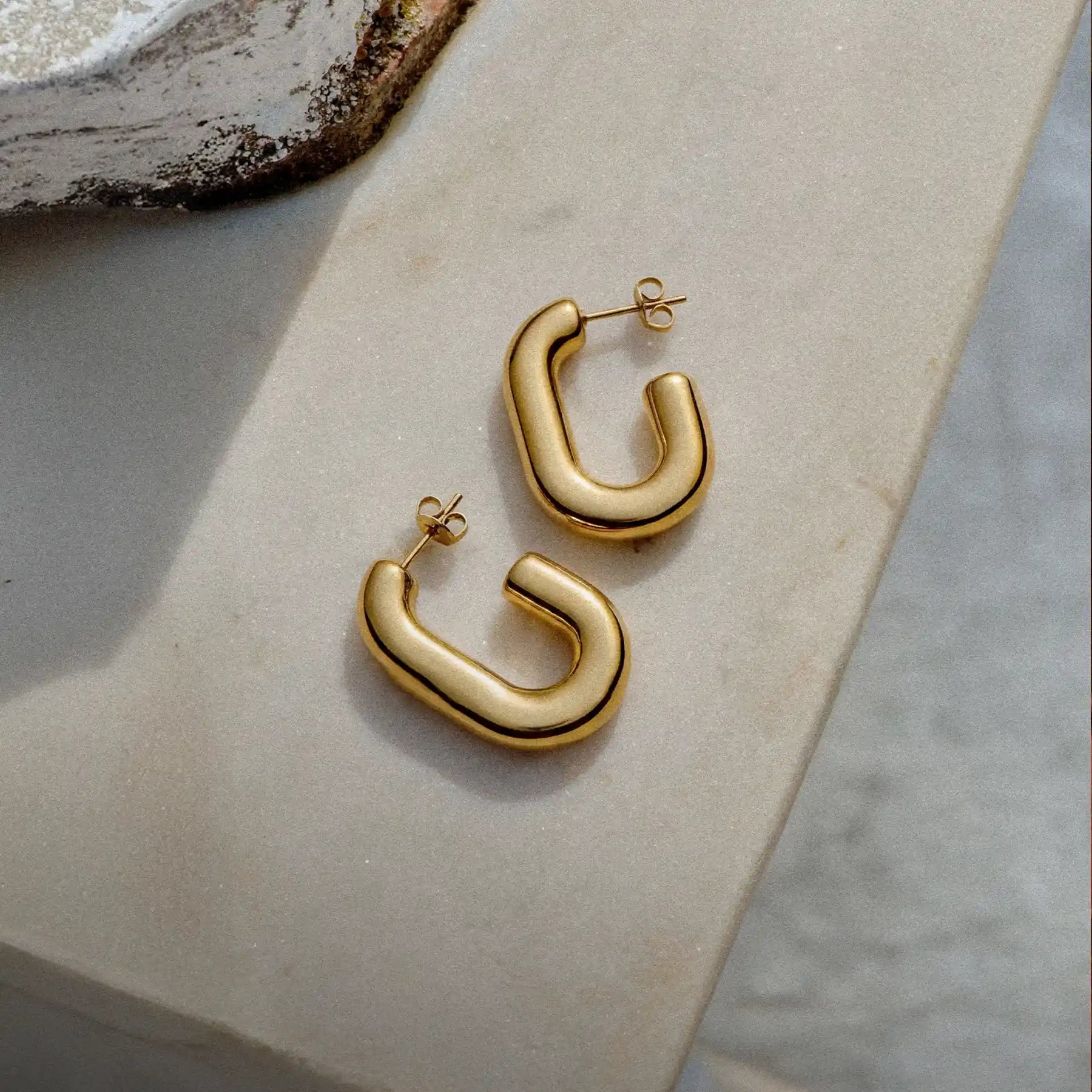 Gold chunky hoop earrings