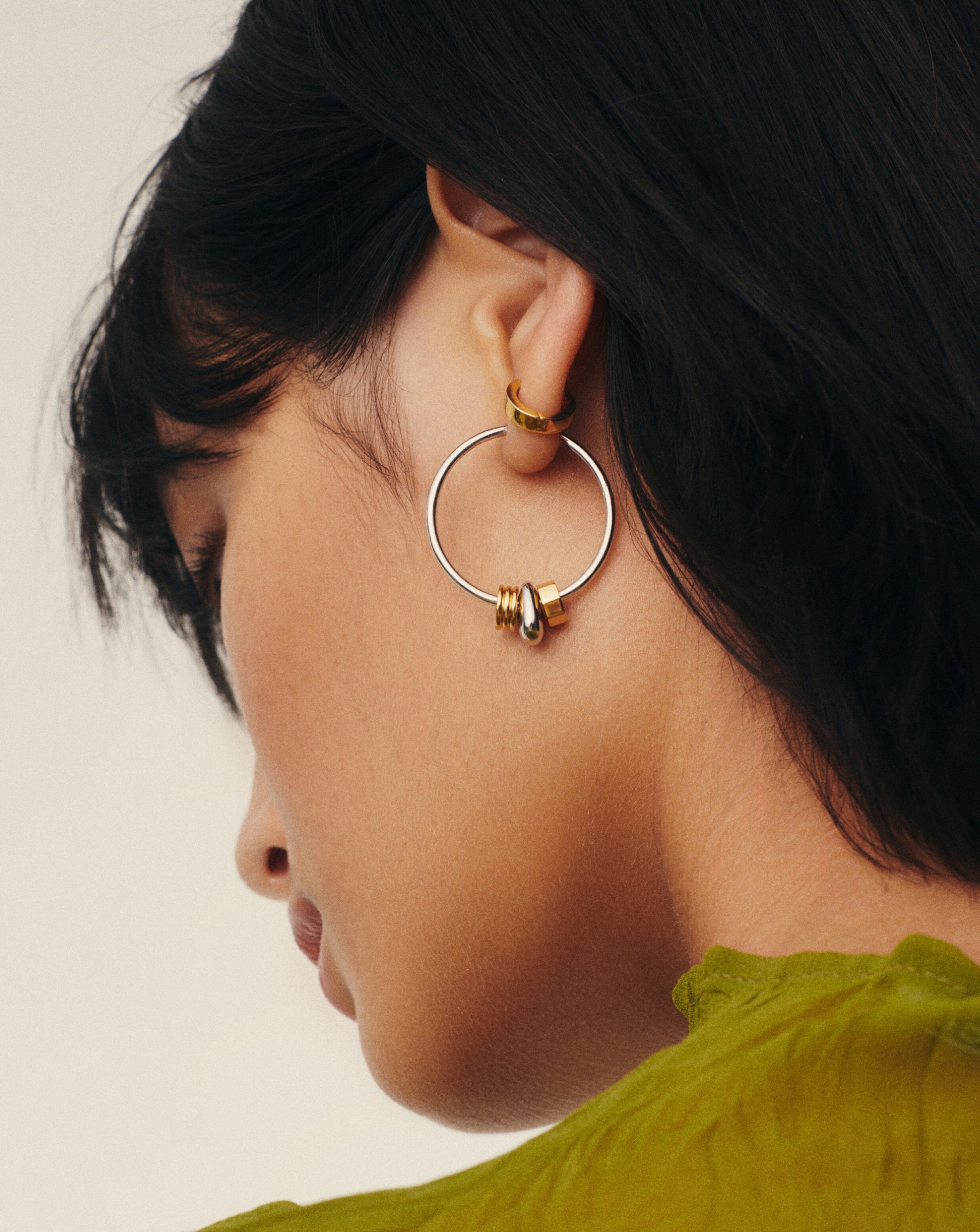 Abacus Beaded Large Charm Hoop Earrings | 18ct Recycled Gold Vermeil and Rhodium on Sterling Silver Earrings Missoma 