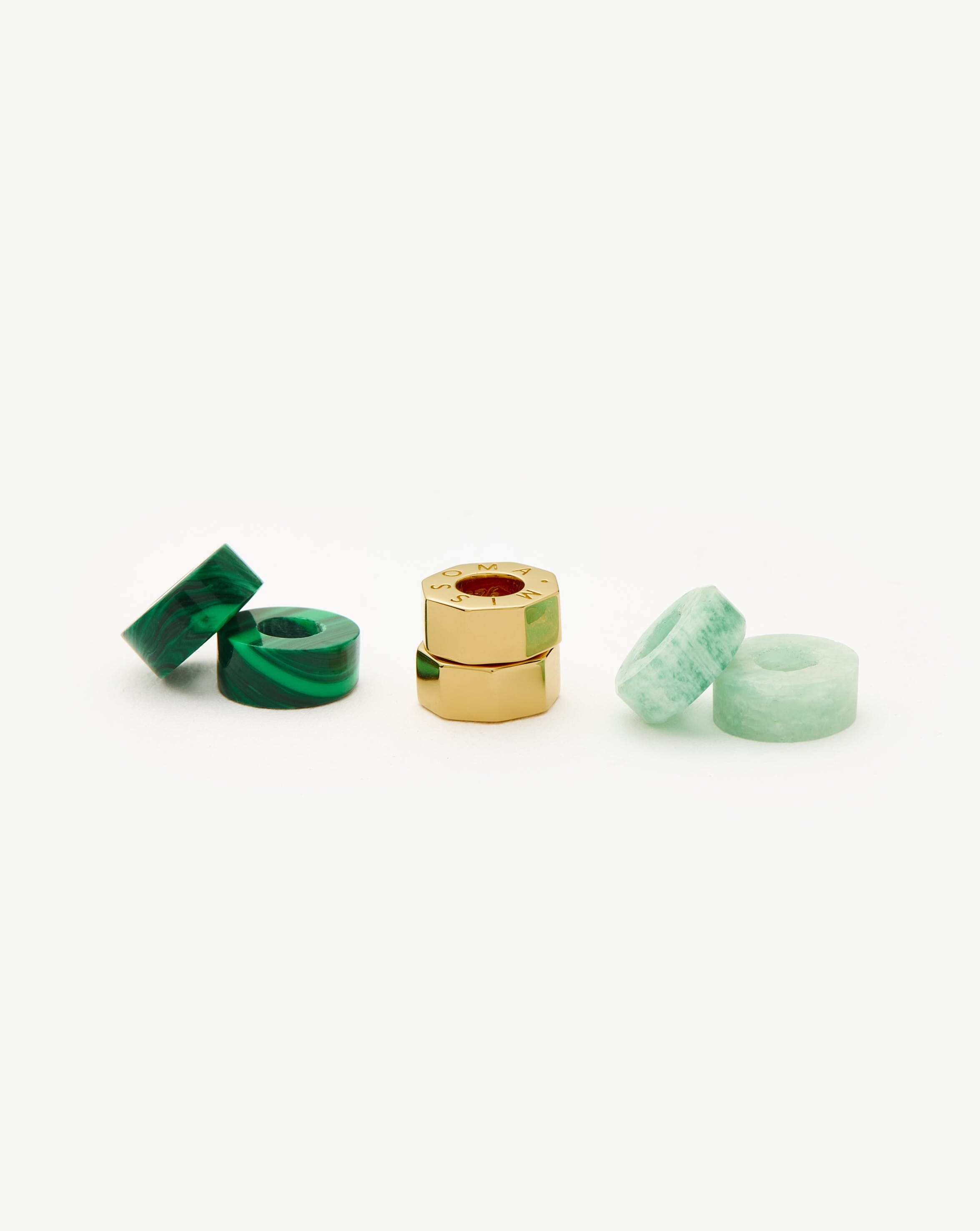 Abacus Gemstone Beaded Set | 18ct Gold Plated/Amazonite & Malachite Layering Sets Missoma 