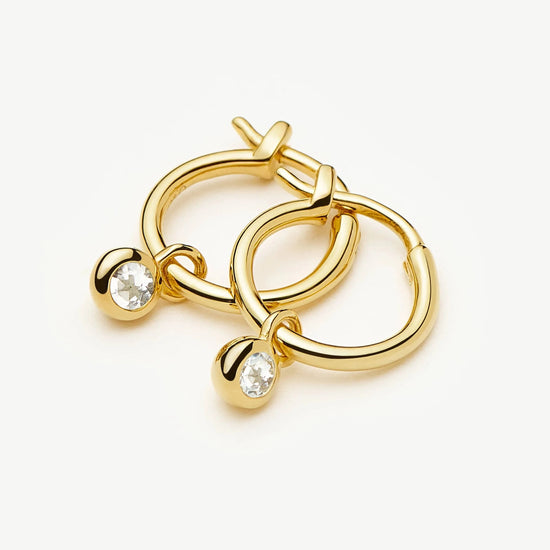 April Birthstone Mini Charm Hoop Earrings | 18k Gold Vermeil/Crystal Earrings Missoma 