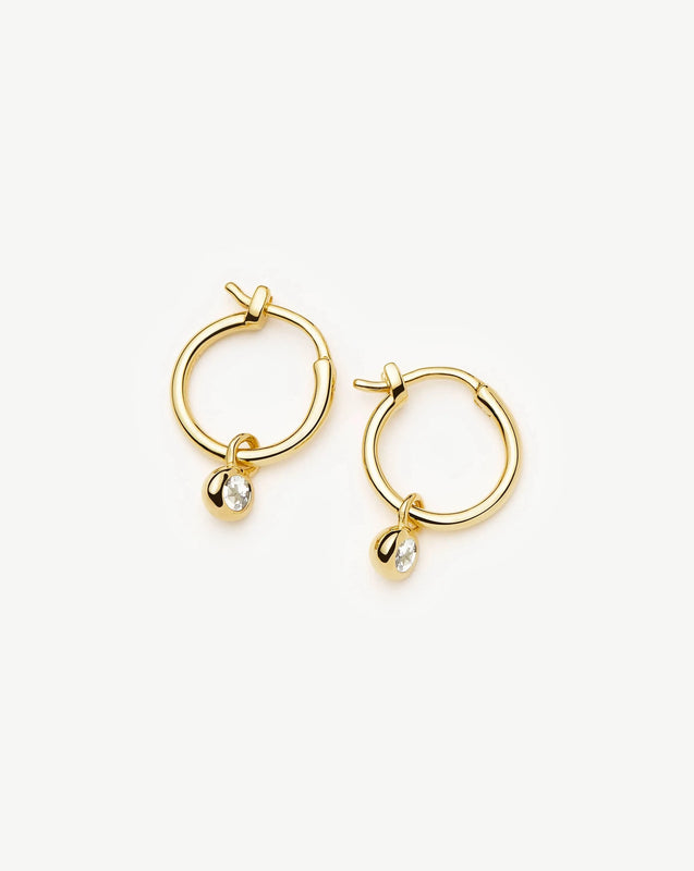 April Birthstone Mini Charm Hoop Earrings | 18k Gold Vermeil/Crystal