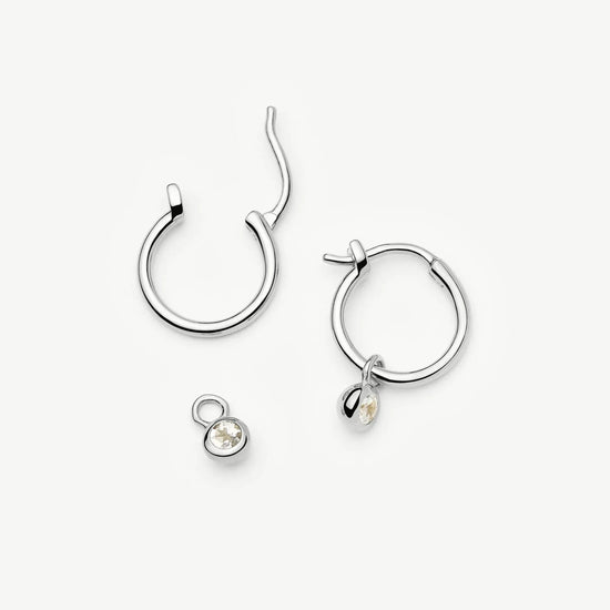 April Birthstone Mini Charm Hoop Earrings | Sterling Silver/Crystal Earrings Missoma 