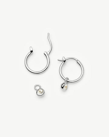April Birthstone Mini Charm Hoop Earrings | Sterling Silver/Crystal Earrings Missoma 