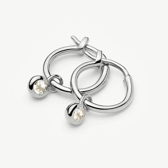April Birthstone Mini Charm Hoop Earrings | Sterling Silver/Crystal Earrings Missoma 