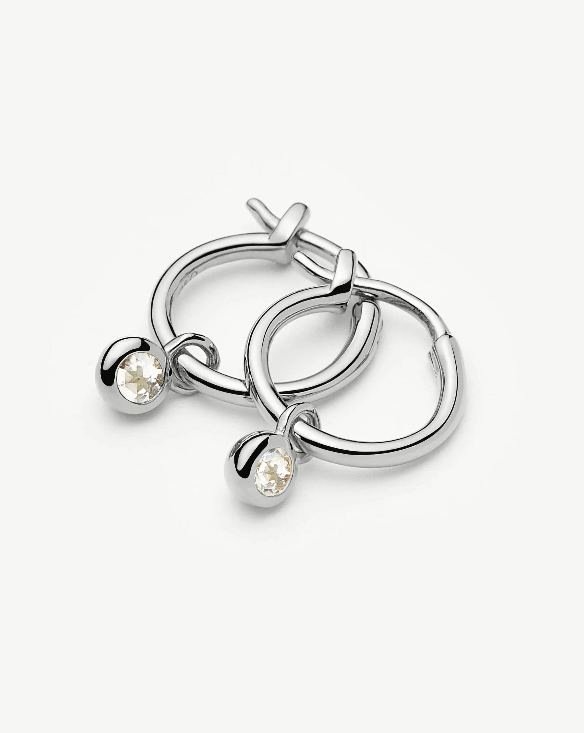 April Birthstone Mini Charm Hoop Earrings | Sterling Silver/Crystal Earrings Missoma 