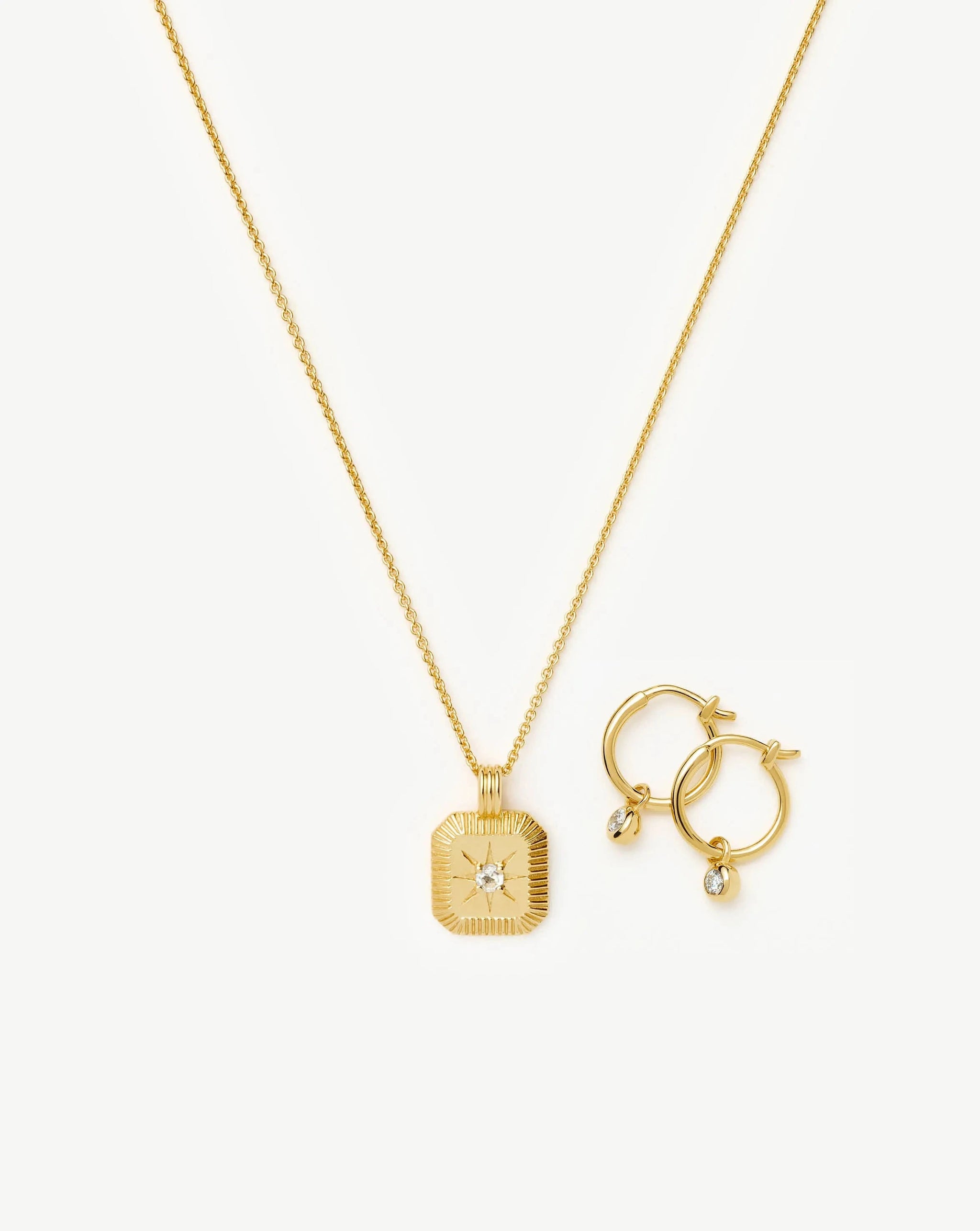 April Birthstone Necklace & Charm Earrings Set | 18k Gold Vermeil/Crystal Necklaces Missoma 