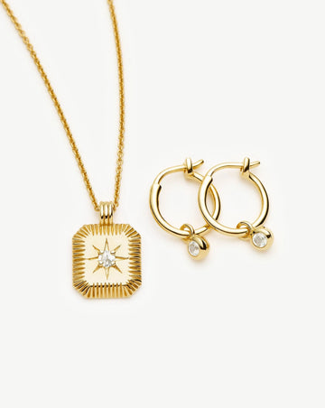 April Birthstone Necklace & Charm Earrings Set | 18k Gold Vermeil/Crystal Necklaces Missoma 