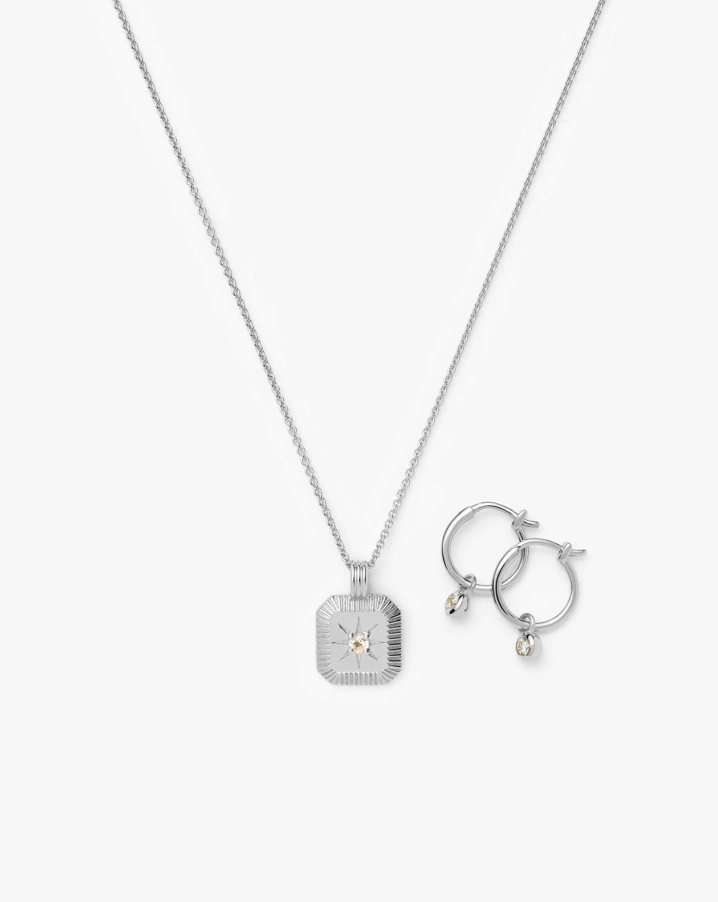 April Birthstone Necklace & Charm Earrings Set | Sterling Silver/Crystal Necklaces Missoma 