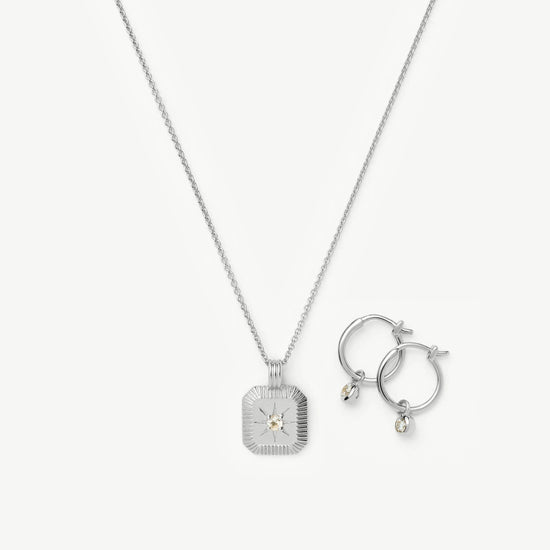 April Birthstone Necklace & Charm Earrings Set | Sterling Silver/Crystal Necklaces Missoma 