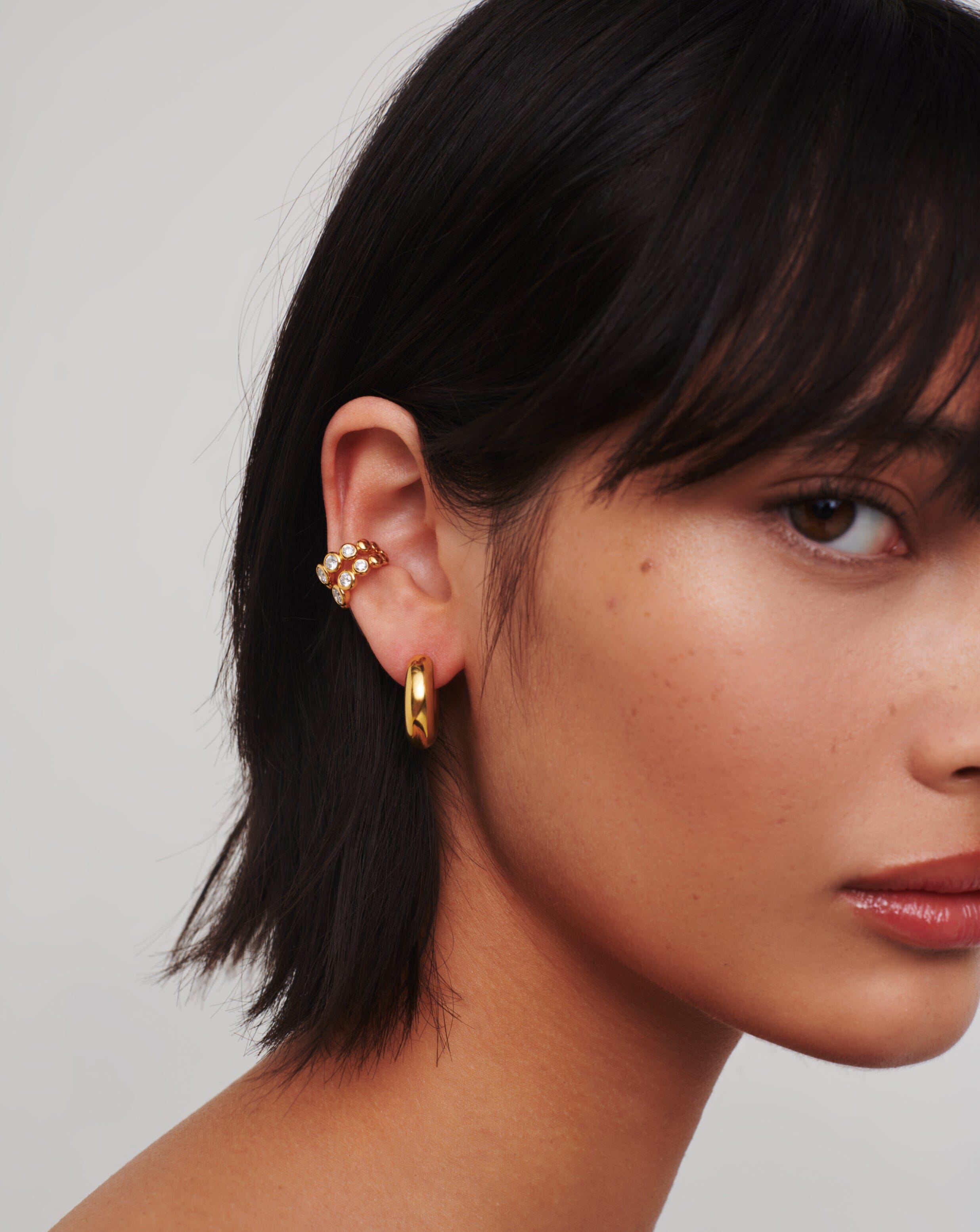 Articulated Beaded Stone Double Ear Cuff | 18ct Gold Plated Vermeil/Cubic Zirconia Earrings Missoma 