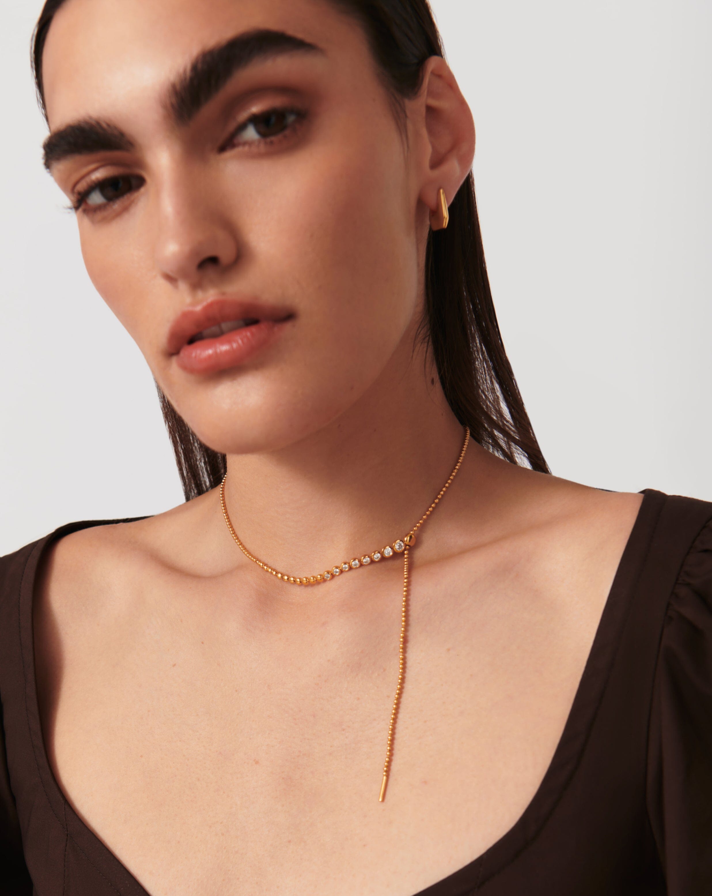 Articulated Beaded Stone Slider Lariat Necklace | 18ct Gold Plated Vermeil/Cubic  Zirconia Necklaces | Missoma