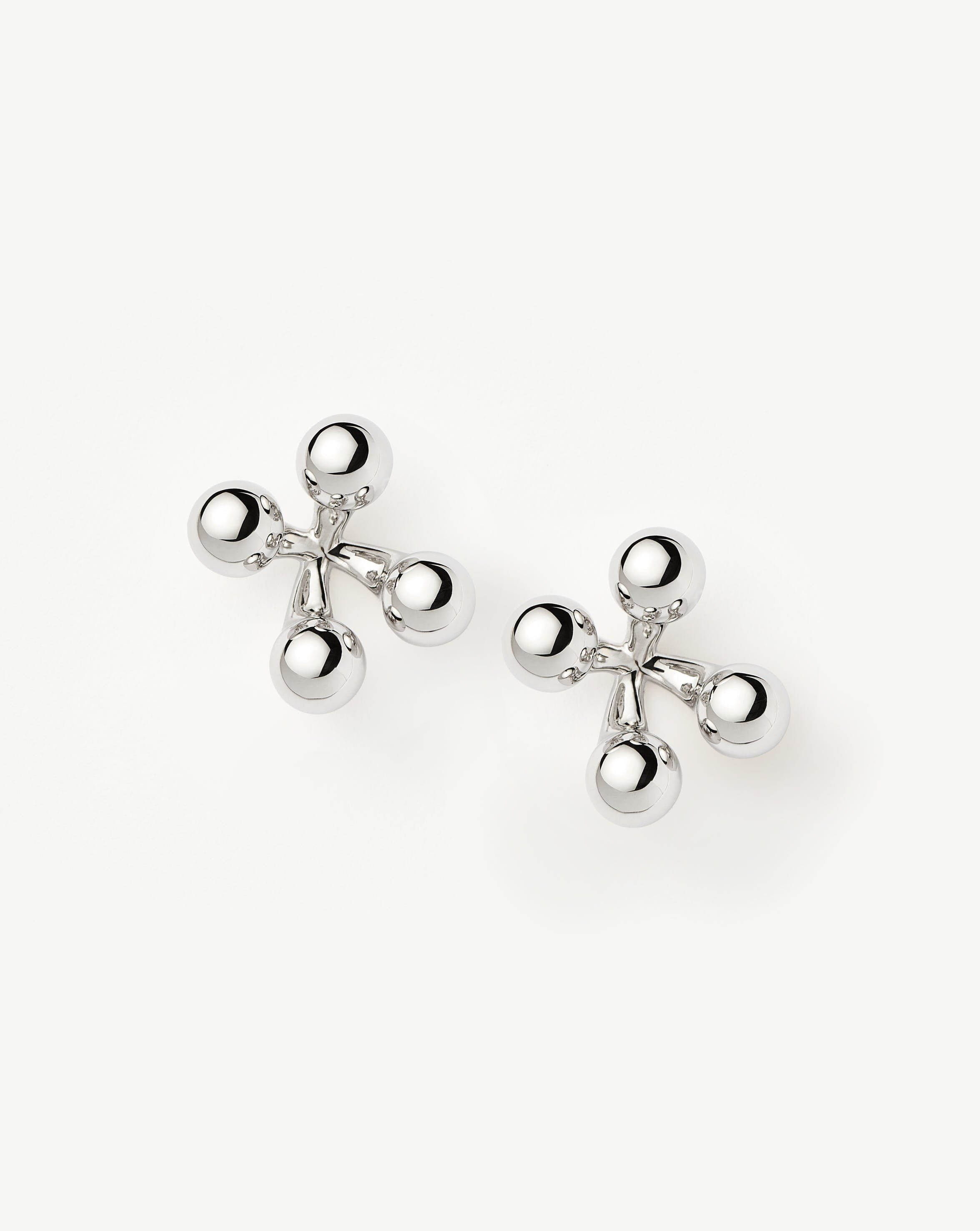 Atom Oversized Stud Earrings | Silver Plated Earrings Missoma 