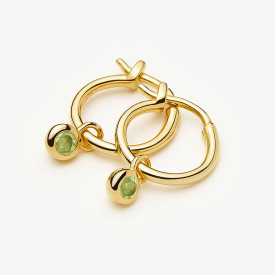 August Birthstone Mini Charm Hoop Earrings | 18k Gold Vermeil/Peridot Earrings Missoma 