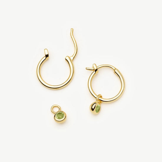 August Birthstone Mini Charm Hoop Earrings | 18k Gold Vermeil/Peridot Earrings Missoma 