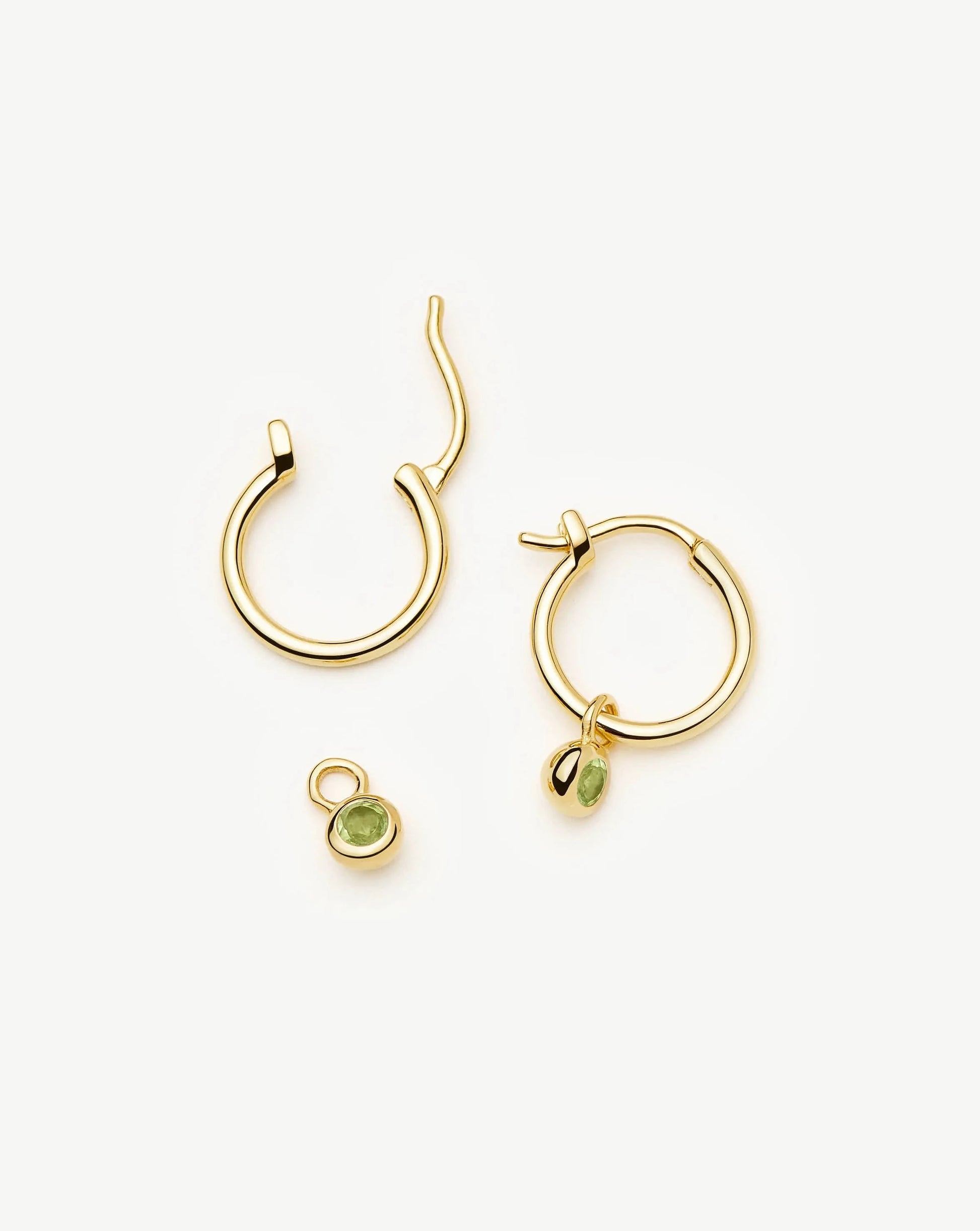 August Birthstone Mini Charm Hoop Earrings | 18k Gold Vermeil/Peridot Earrings Missoma 
