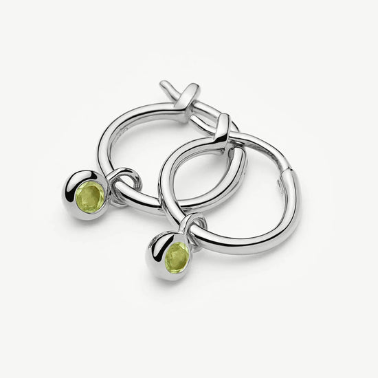 August Birthstone Mini Charm Hoop Earrings | Sterling Silver/Peridot Earrings Missoma 