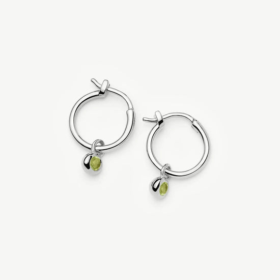 August Birthstone Mini Charm Hoop Earrings | Sterling Silver/Peridot Earrings Missoma 