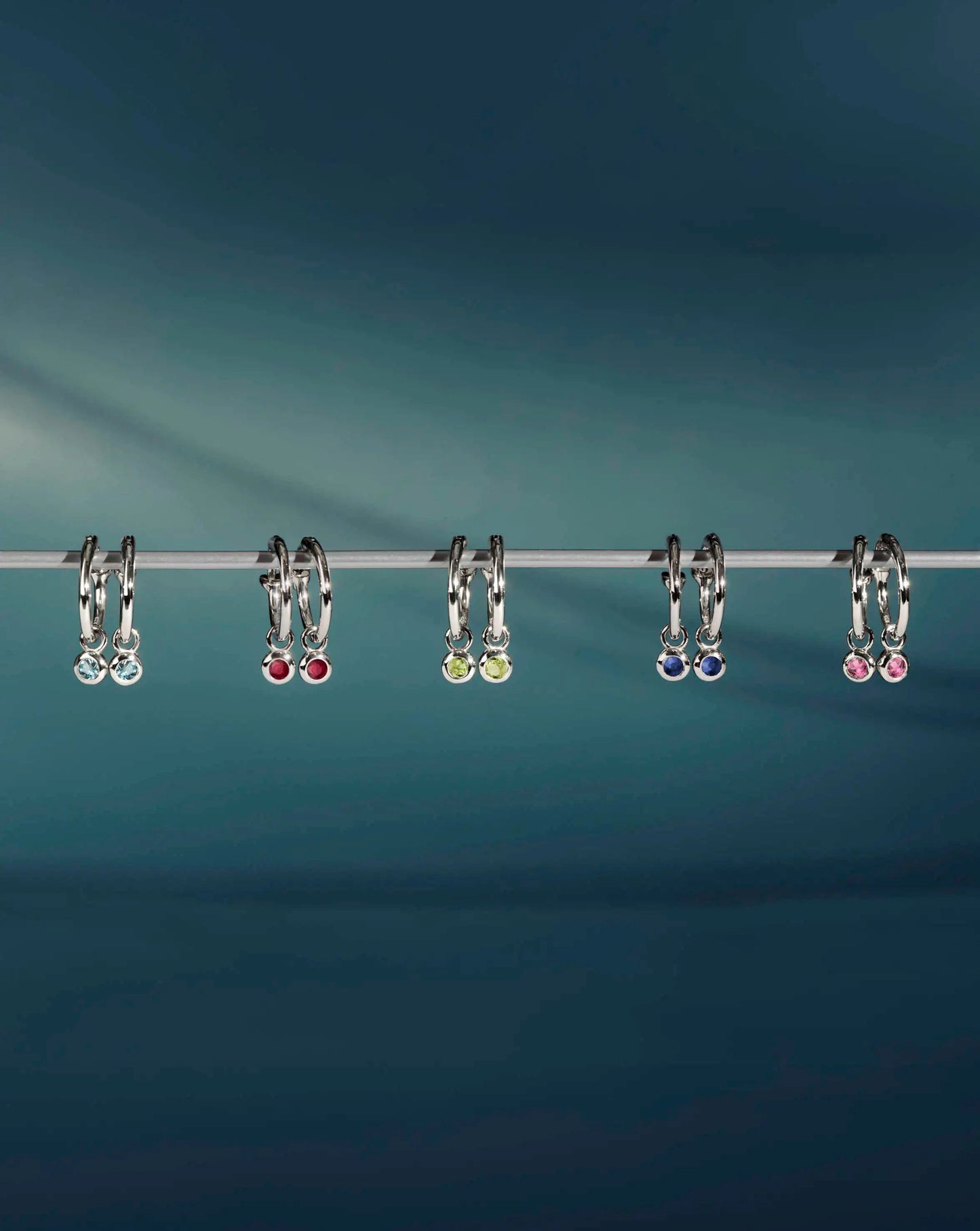 August Birthstone Mini Charm Hoop Earrings | Sterling Silver/Peridot Earrings Missoma 