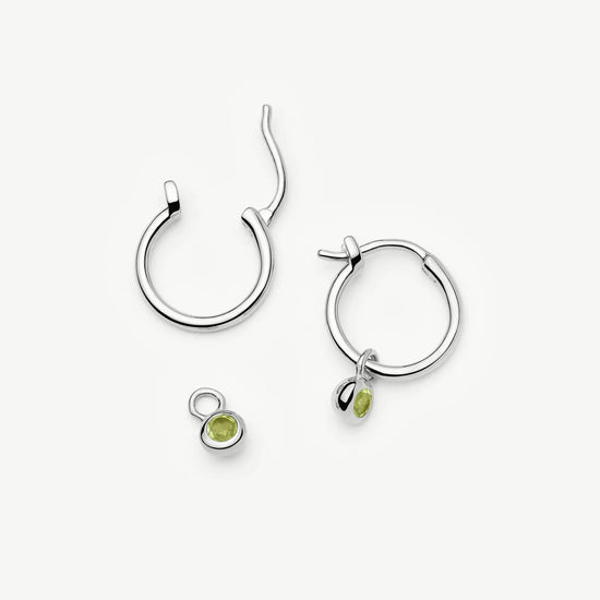 August Birthstone Mini Charm Hoop Earrings | Sterling Silver/Peridot Earrings Missoma 