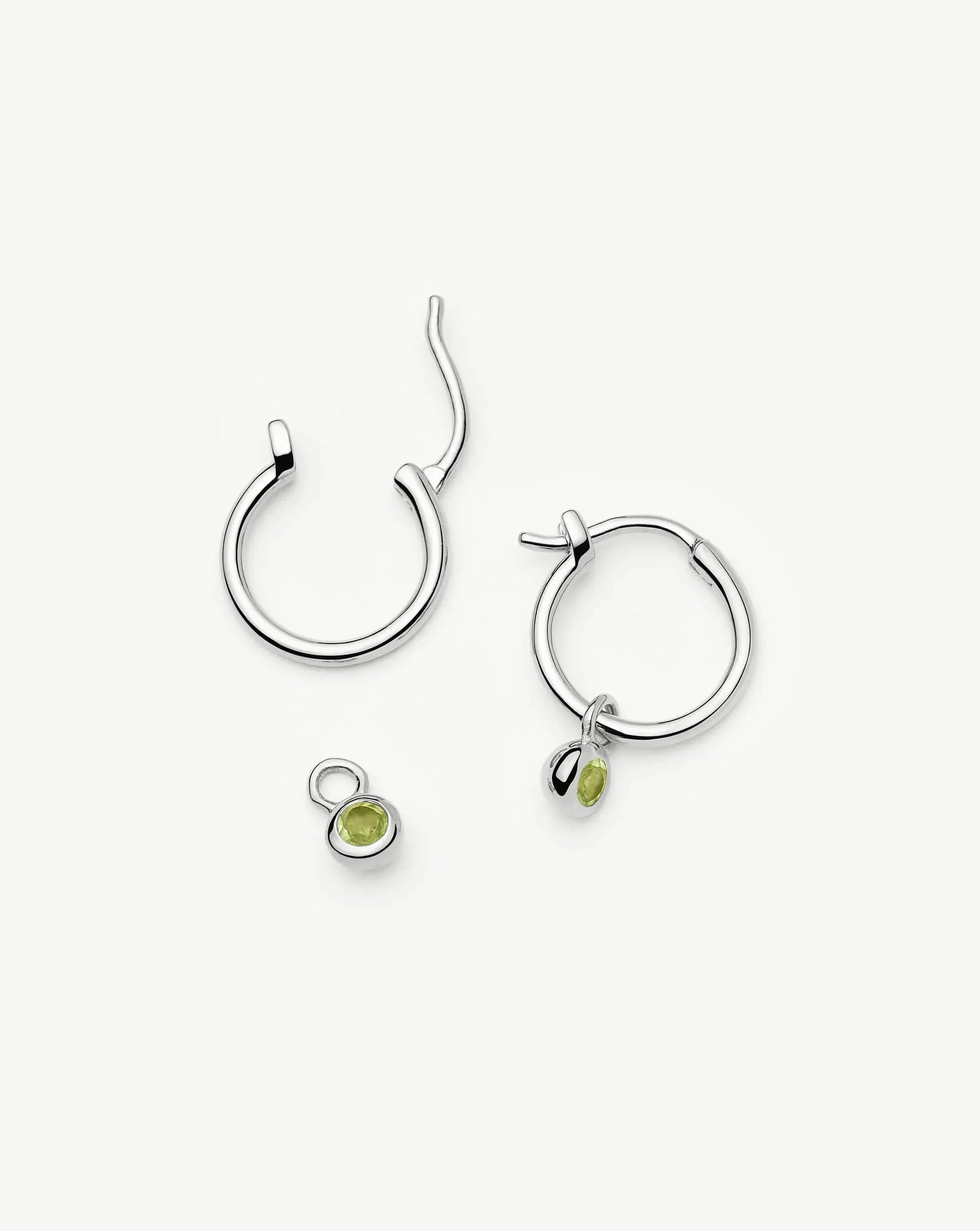 August Birthstone Mini Charm Hoop Earrings | Sterling Silver/Peridot Earrings Missoma 