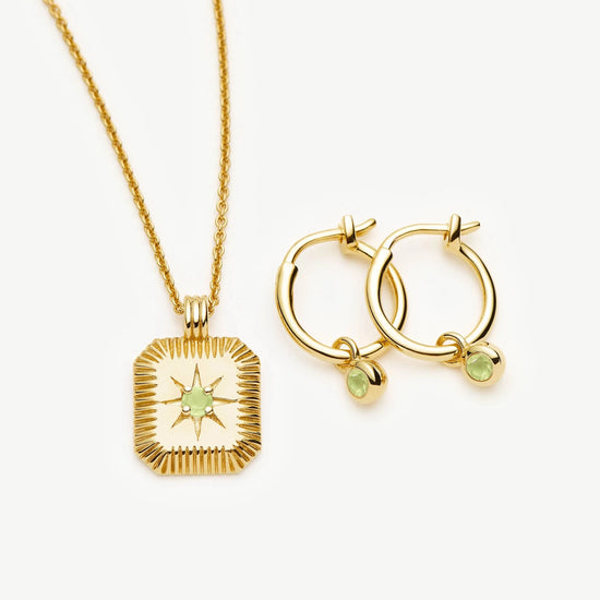August Birthstone Necklace & Charm Earrings Set | 18k Gold Vermeil/Peridot Necklaces Missoma 