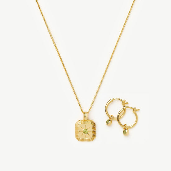 August Birthstone Necklace & Charm Earrings Set | 18k Gold Vermeil/Peridot Necklaces Missoma 
