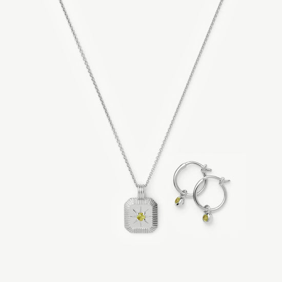 August Birthstone Necklace & Charm Earrings Set | Sterling Silver/Peridot Necklaces Missoma 