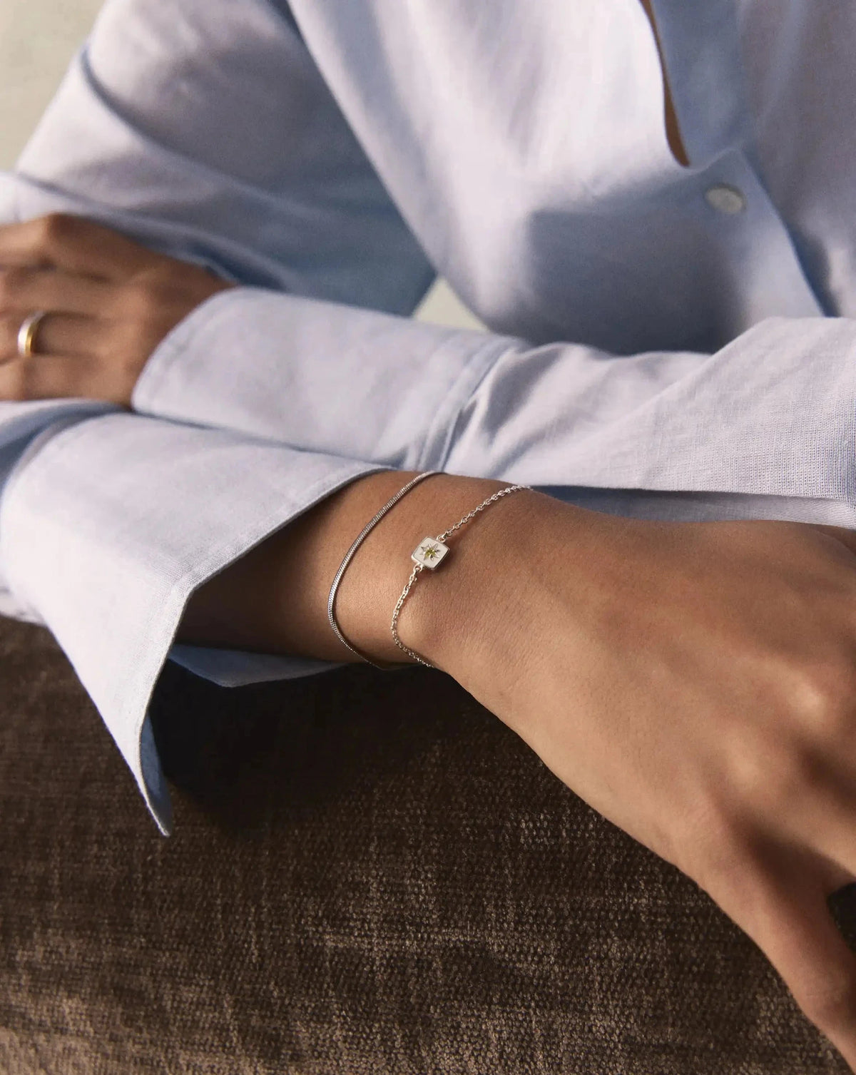 August Birthstone Slider Bracelet | Silver Plated/Peridot Bracelets Missoma 