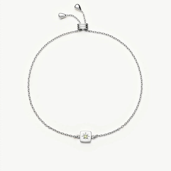 August Birthstone Slider Bracelet | Silver Plated/Peridot Bracelets Missoma 