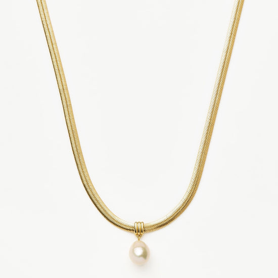 Baroque Pearl Snake Chain Pendant Necklace | 18k Gold Plated Vermeil/Pearl Necklaces Missoma 