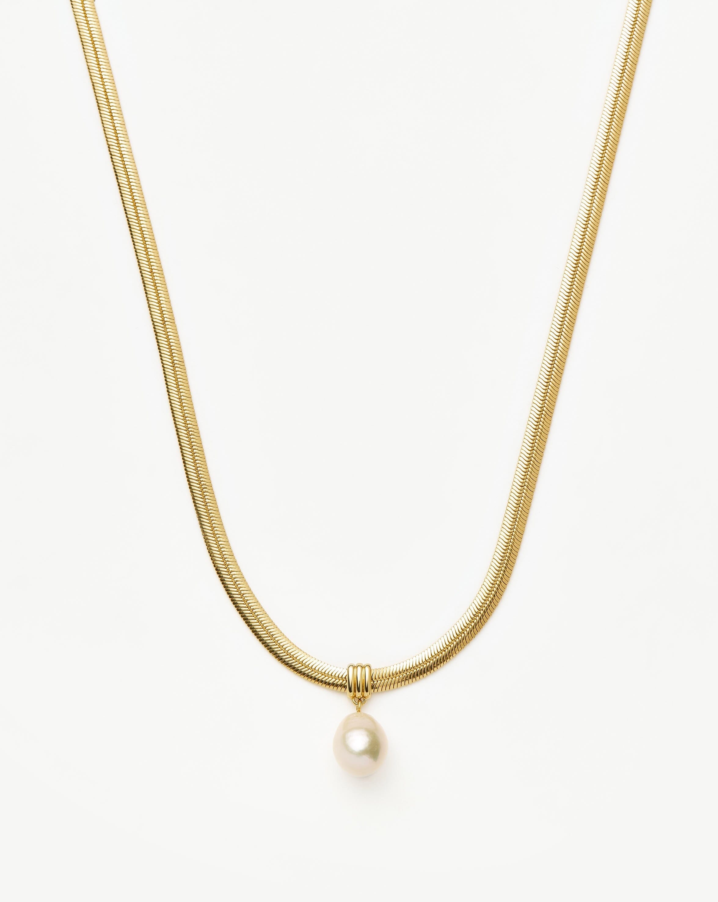 Baroque Pearl Snake Chain Pendant Necklace | 18k Gold Plated Vermeil/Pearl Necklaces Missoma 